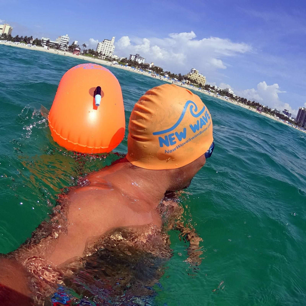 New Wave Swim Bubble for Open Water - Orange Triathlon Buoy (No Drybag)